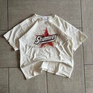 Gildan Ultra Cotton Shumway Stars Graphic T-Shirt White Youth Size M